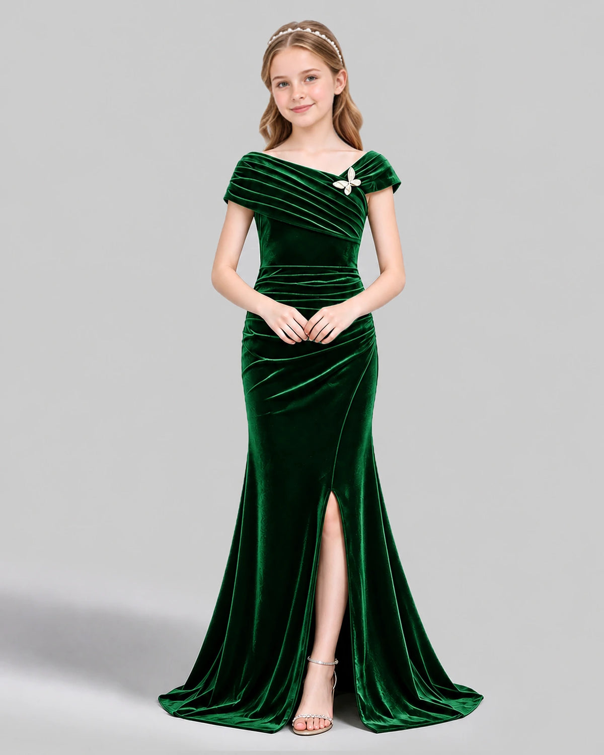 Dark Green Mermaid Girls Formal Dress Front