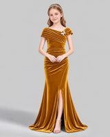 Gold Mermaid Girls Formal Dress Front