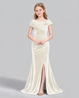 Ivory Mermaid Girls Formal Dress Front