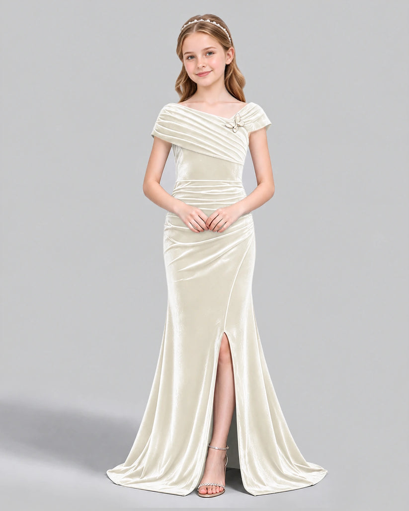 Ivory Mermaid Girls Formal Dress Front