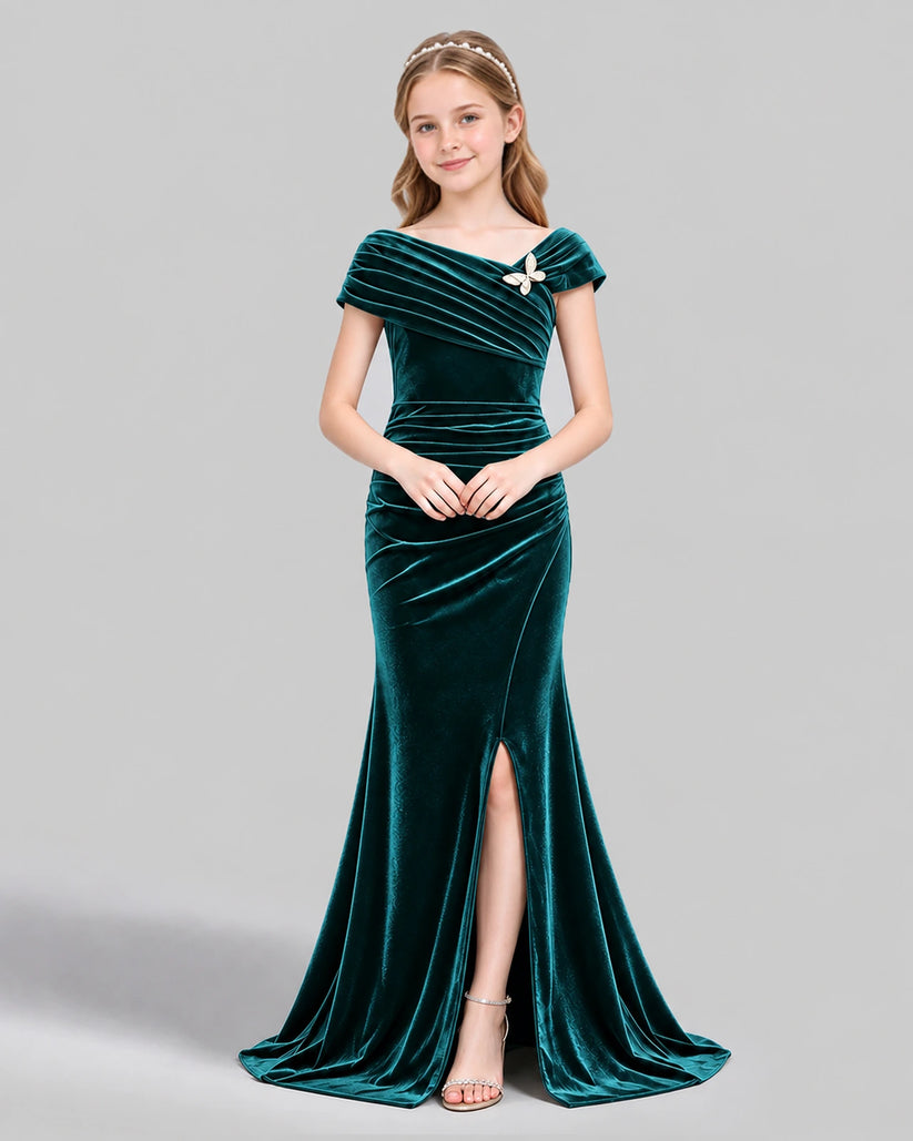 Peacock Mermaid Girls Formal Dress Front