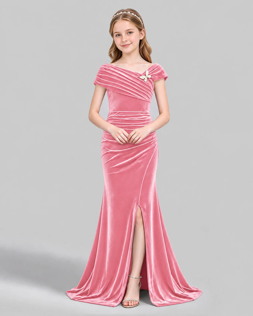 Pink Mermaid Girls Formal Dress Front