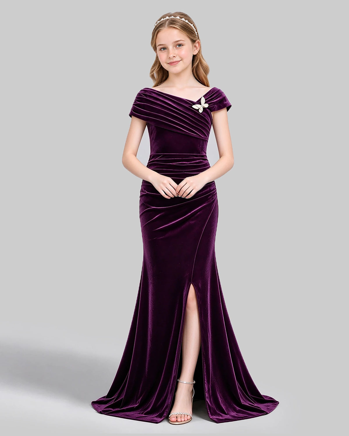 Purple Mermaid Girls Formal Dress Front