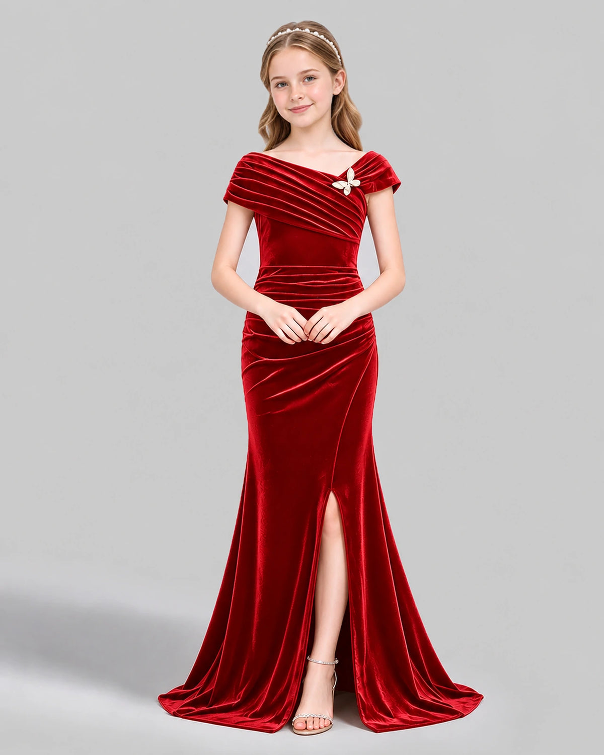 Red Mermaid Girls Formal Dress Front