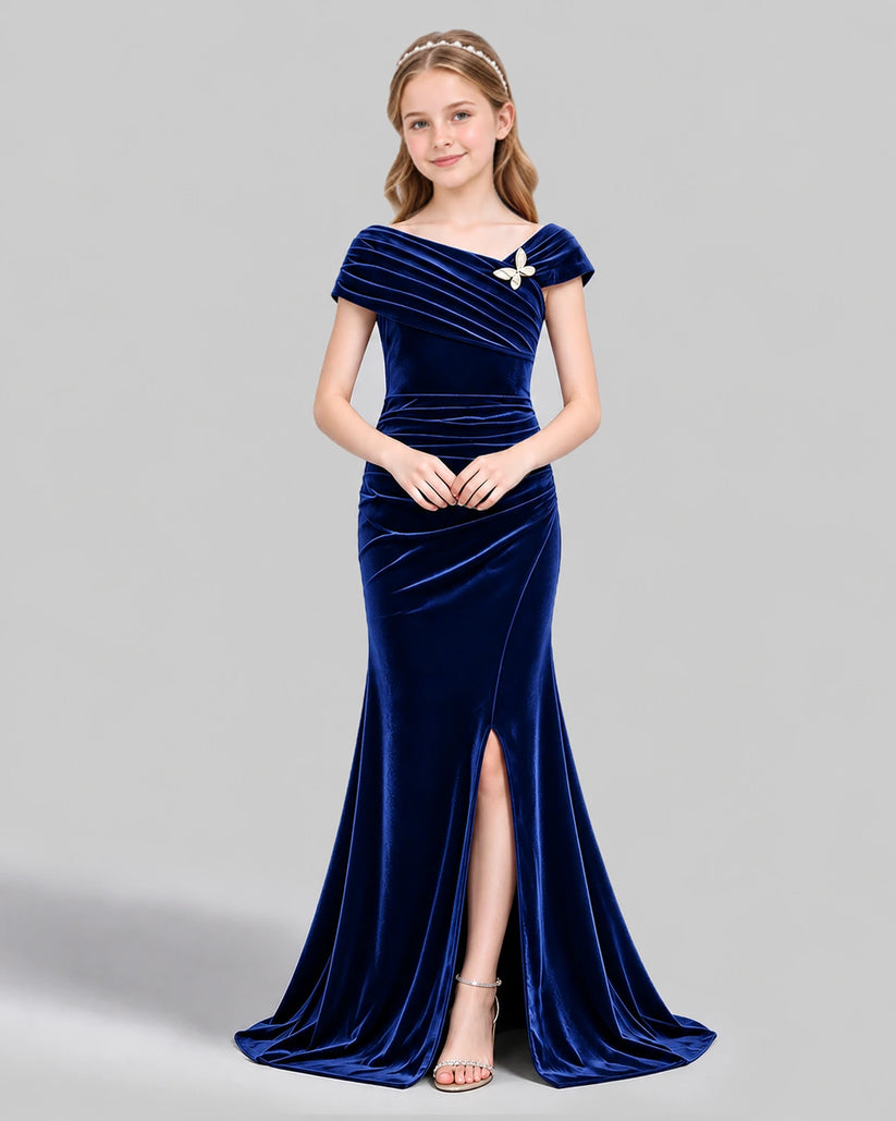 Royal Blue Mermaid Girls Formal Dress Front