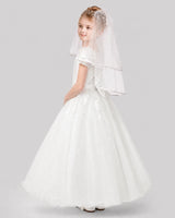 Ivory Tulle Ball Gown Flower Girl Dress Back View