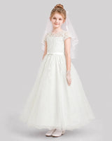 Ivory Tulle Ball Gown Flower Girl Dresses Side View