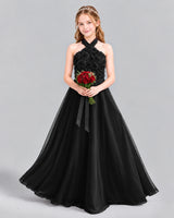 Black Ball Gown Girls Formal Dress Front