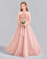 Blush Pink Ball Gown Girls Formal Dress Front