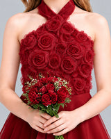 Burgundy Ball Gown Girls Formal Dress Detail [Shared]