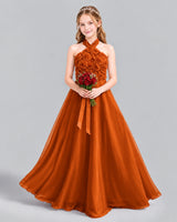 Burnt Orange Ball Gown Girls Formal Dress Front