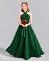 Dark Green Ball Gown Girls Formal Dress Front
