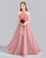 Dusty Rose Ball Gown Girls Formal Dress Front