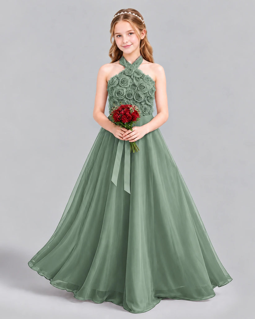 Eucalyptus Ball Gown Girls Formal Dress Front