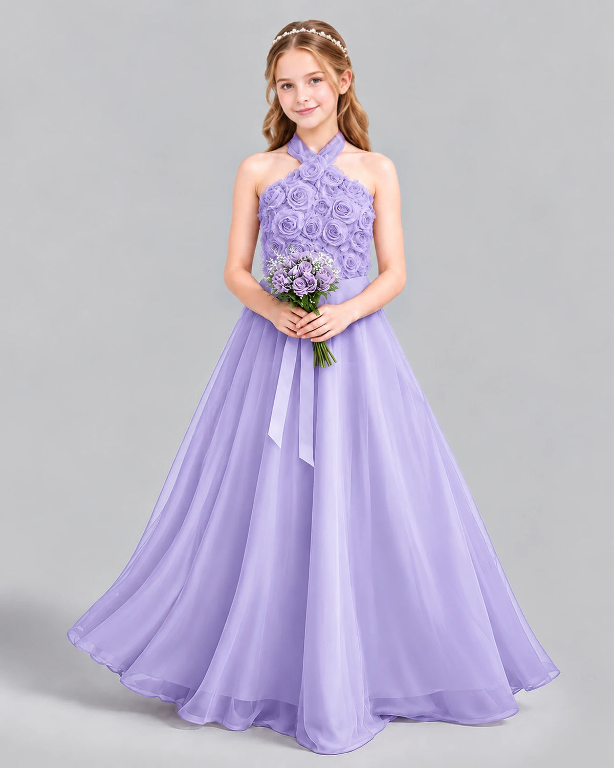 Lavender Ball Gown Girls Formal Dress Front