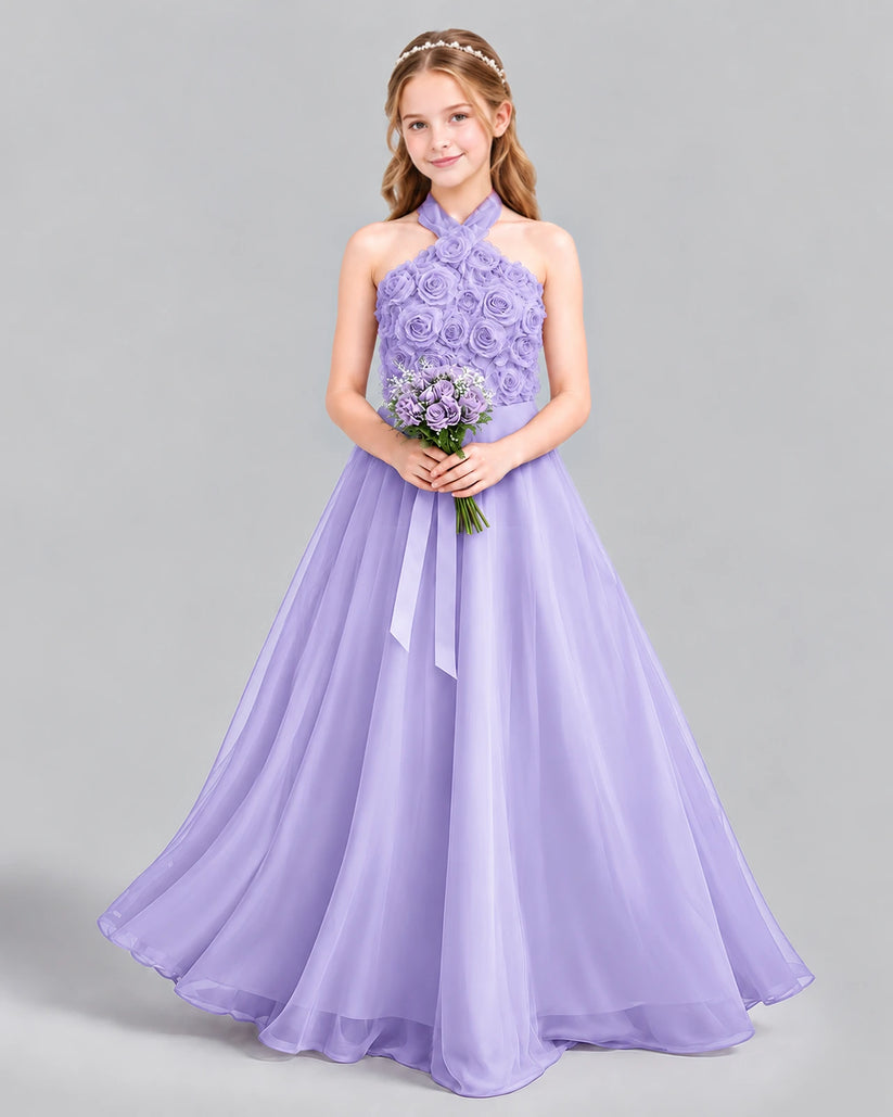 Lavender Ball Gown Girls Formal Dress Front