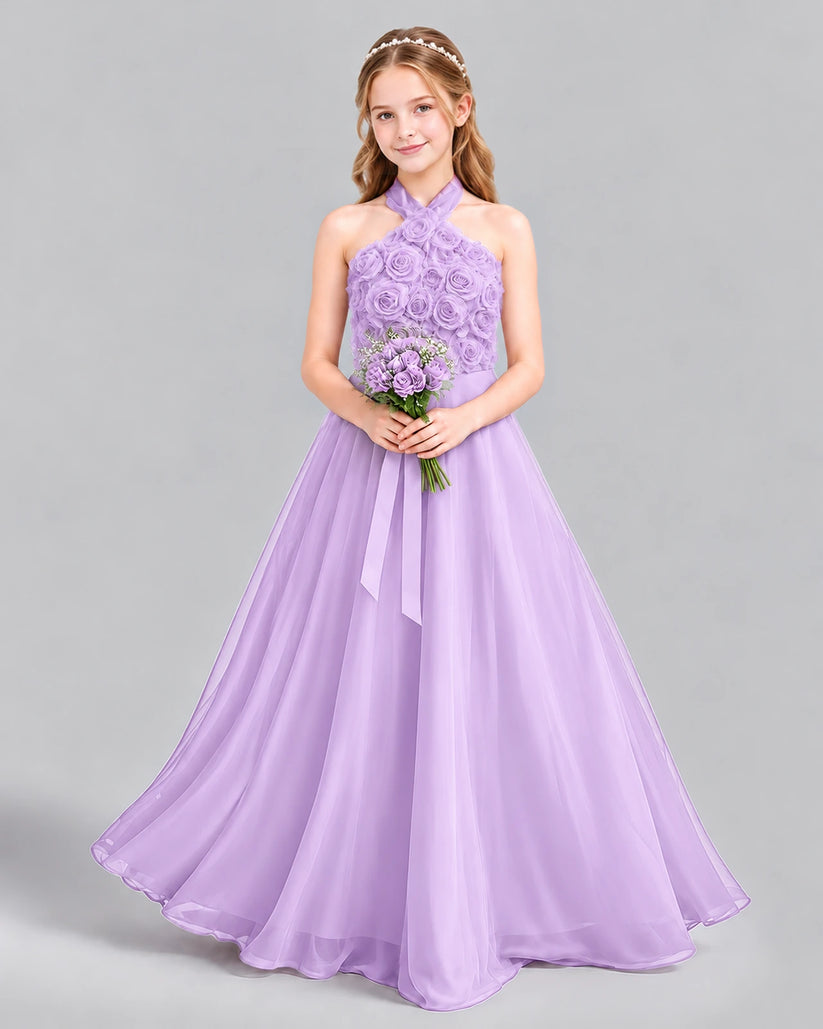Lilac Ball Gown Girls Formal Dress Front