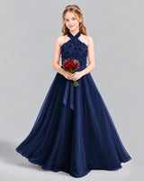 Navy Blue Ball Gown Girls Formal Dress Front