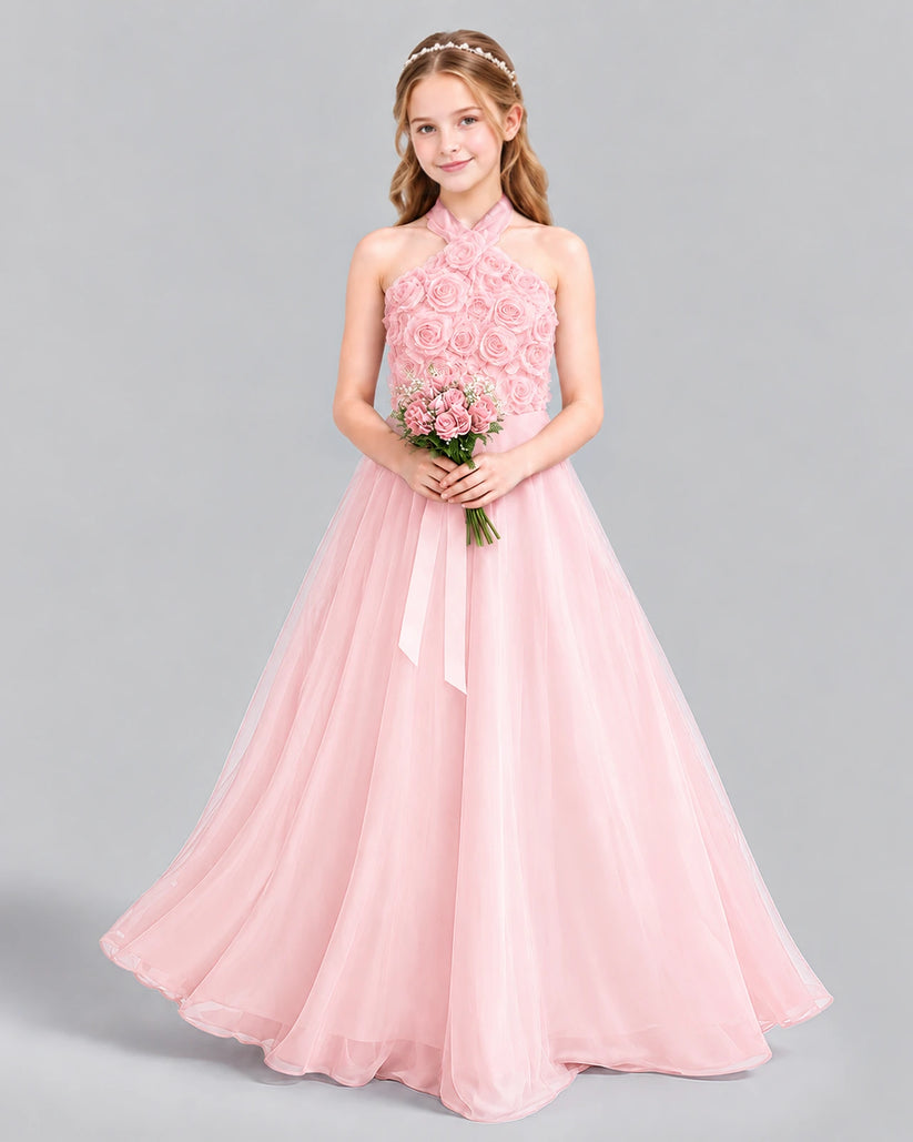 Pink Ball Gown Girls Formal Dress Front