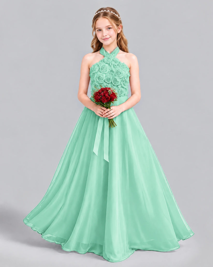 Turquoise Ball Gown Girls Formal Dress Front