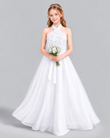 White Ball Gown Girls Formal Dress Front
