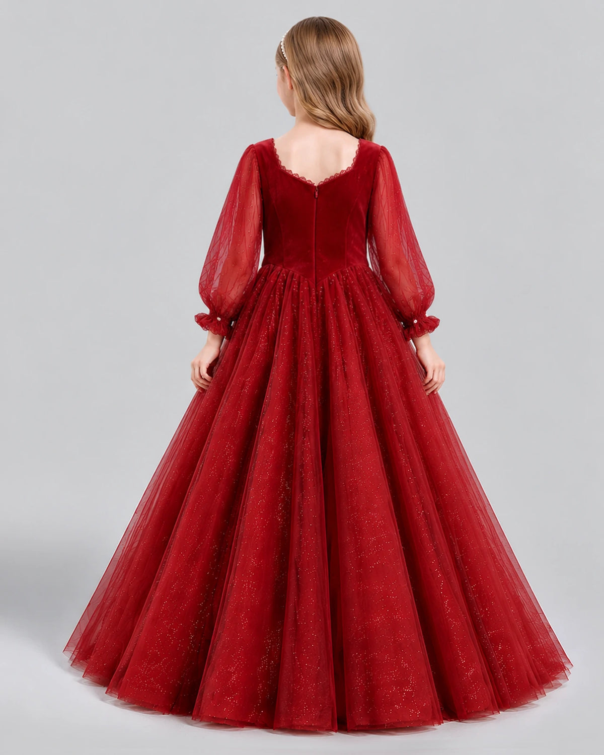 Burgundy Ball Gown Girls Formal Dress Back [Shared]
