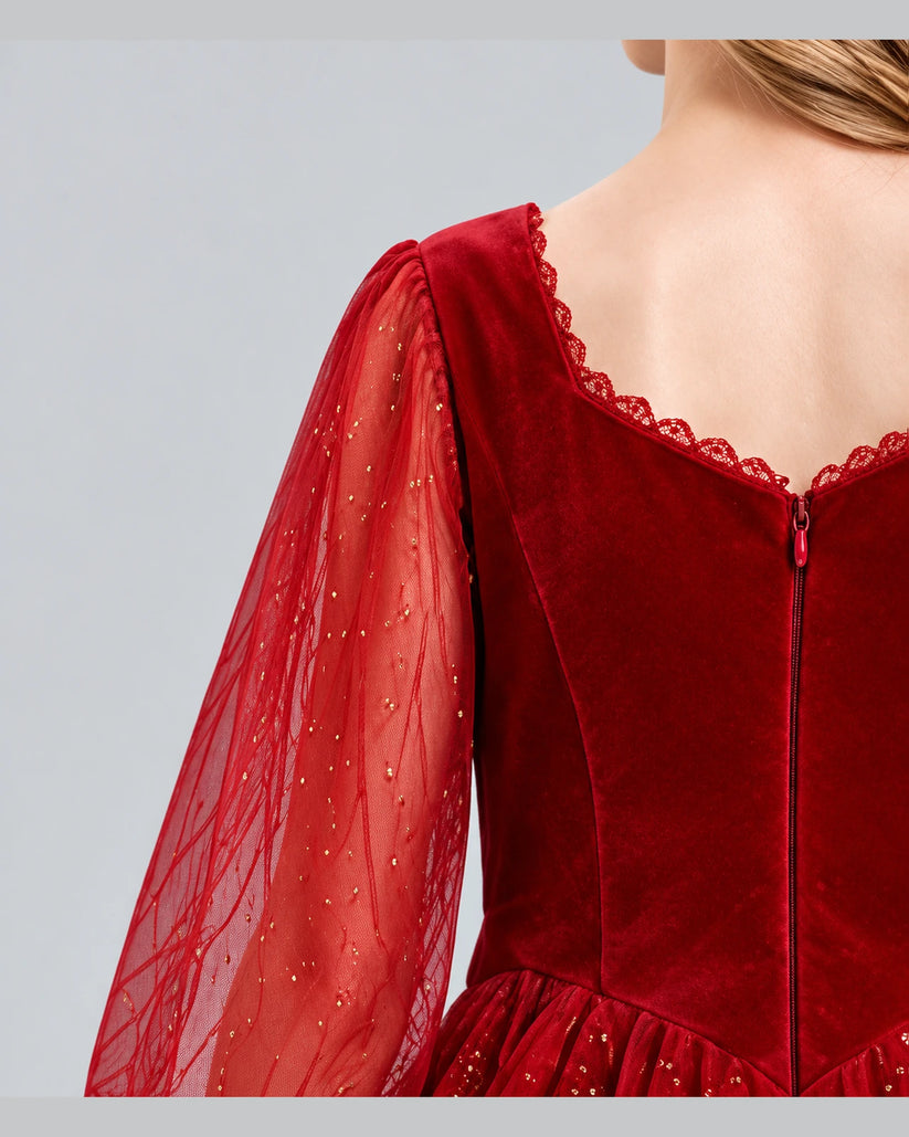 Burgundy Ball Gown Girls Formal Dress Back_Detail [Shared]