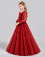Burgundy Ball Gown Girls Formal Dress Side [Shared]
