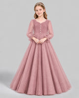 Dusty Rose Ball Gown Girls Formal Dress Front
