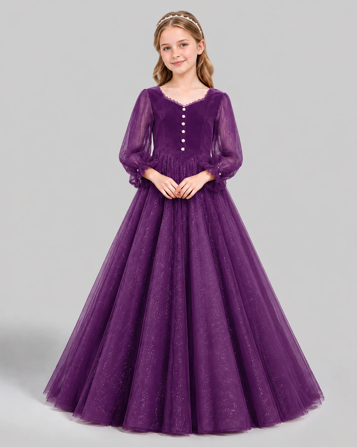 Grape Ball Gown Girls Formal Dress Front