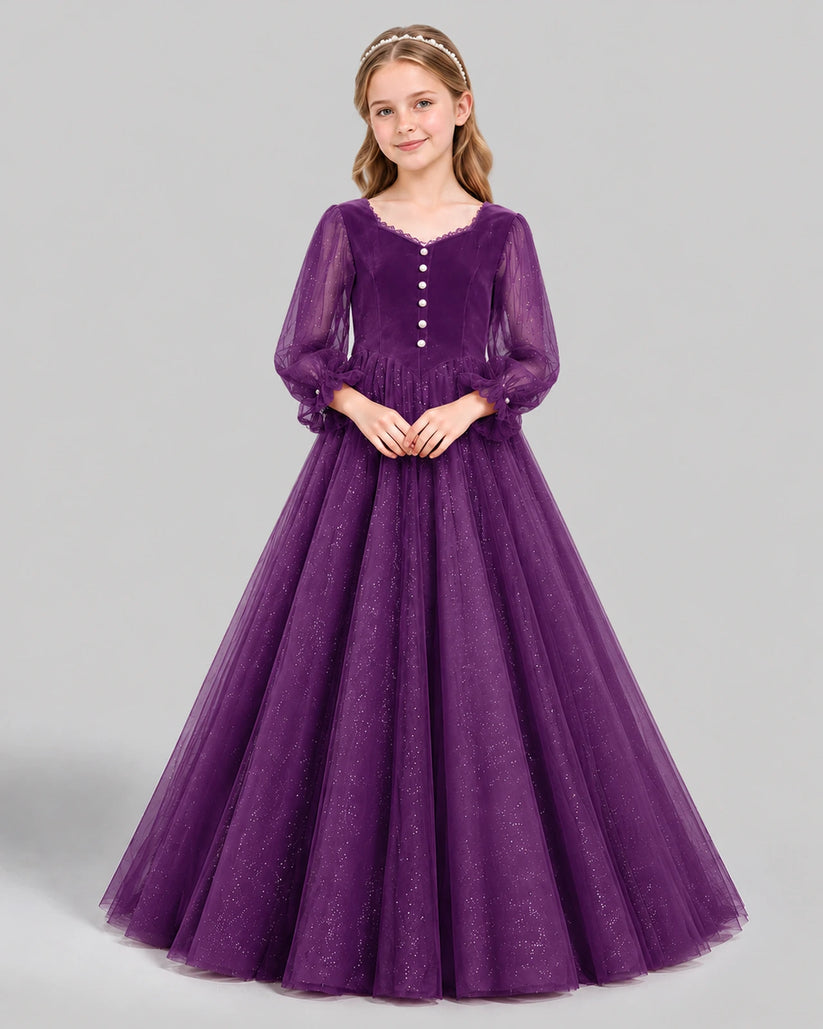 Grape Ball Gown Girls Formal Dress Front