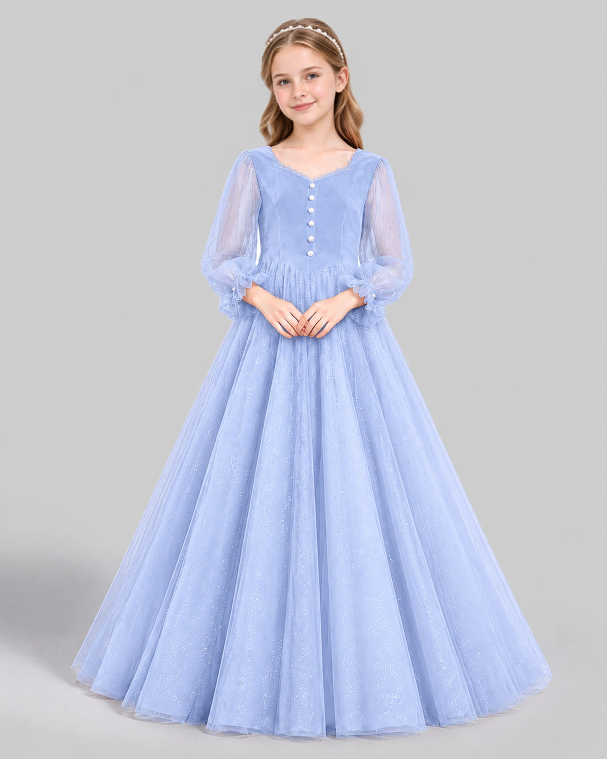 Lavender Ball Gown Girls Formal Dress Front