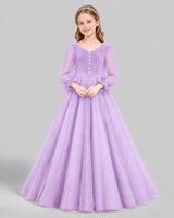 Lilac Ball Gown Girls Formal Dress Front