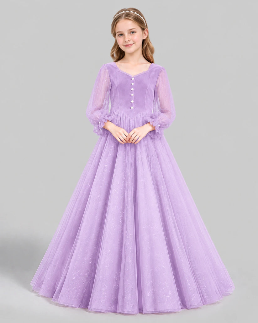 Lilac Ball Gown Girls Formal Dress Front