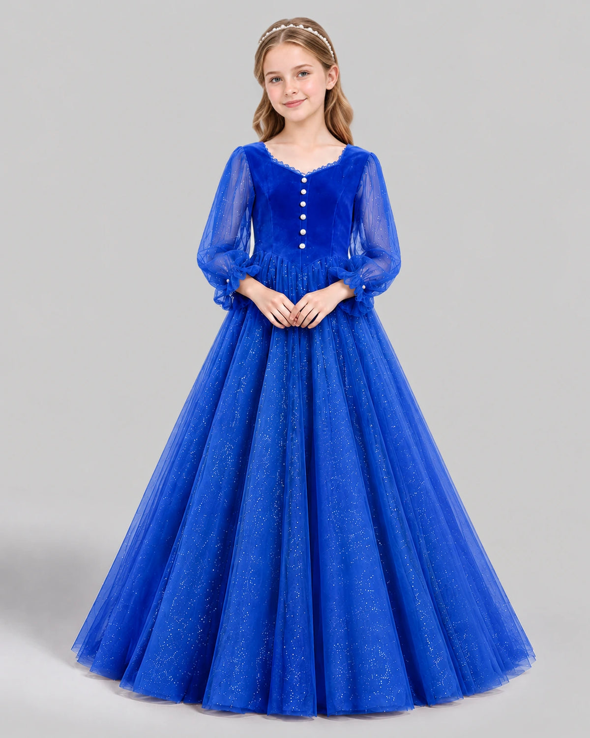 Royal Blue Ball Gown Girls Formal Dress Front