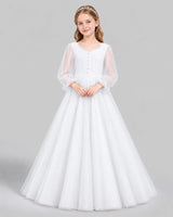 White Ball Gown Girls Formal Dress Front