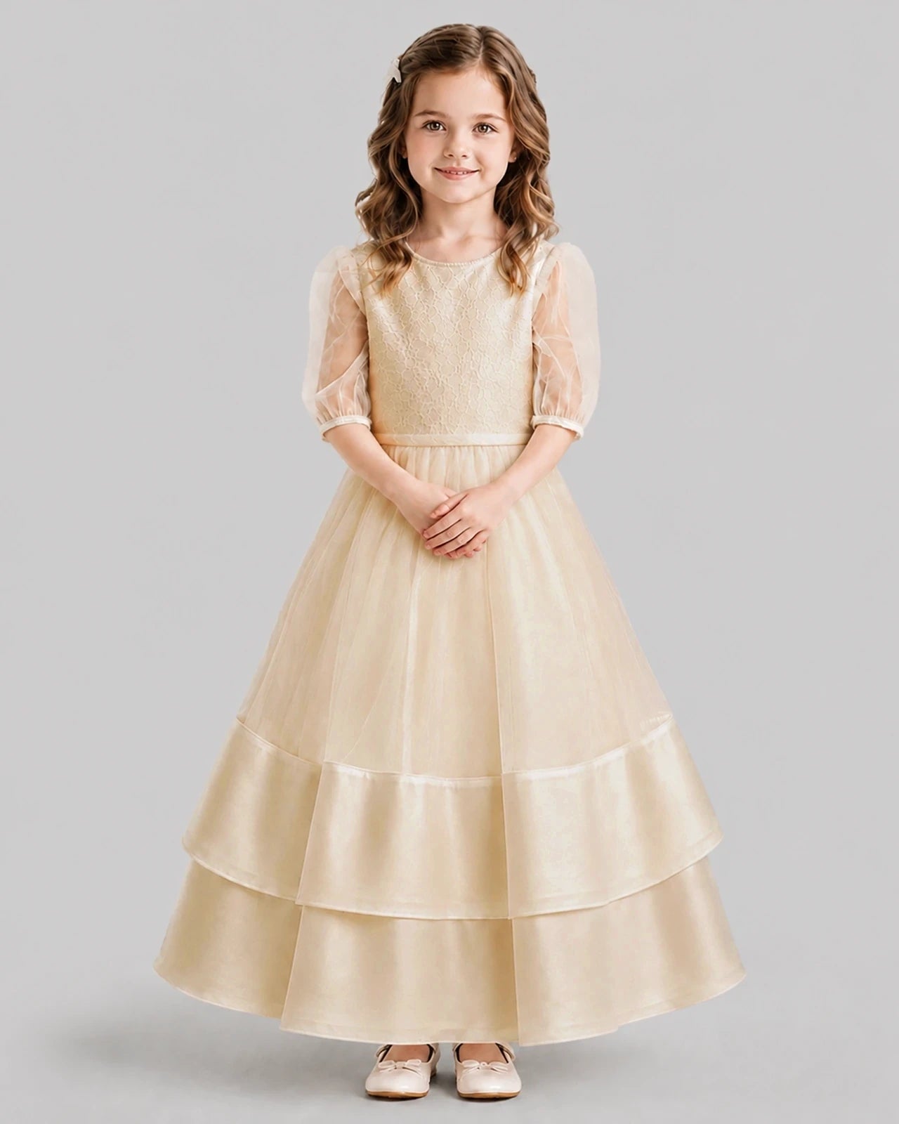 Champagne Ball Gown First Communion Dresses Front