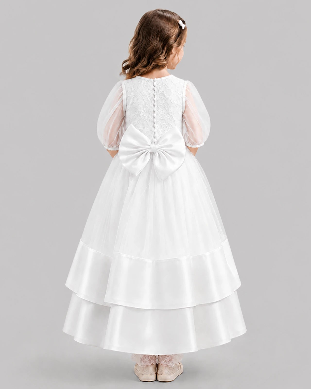Ivory Ball Gown First Communion Dresses Back