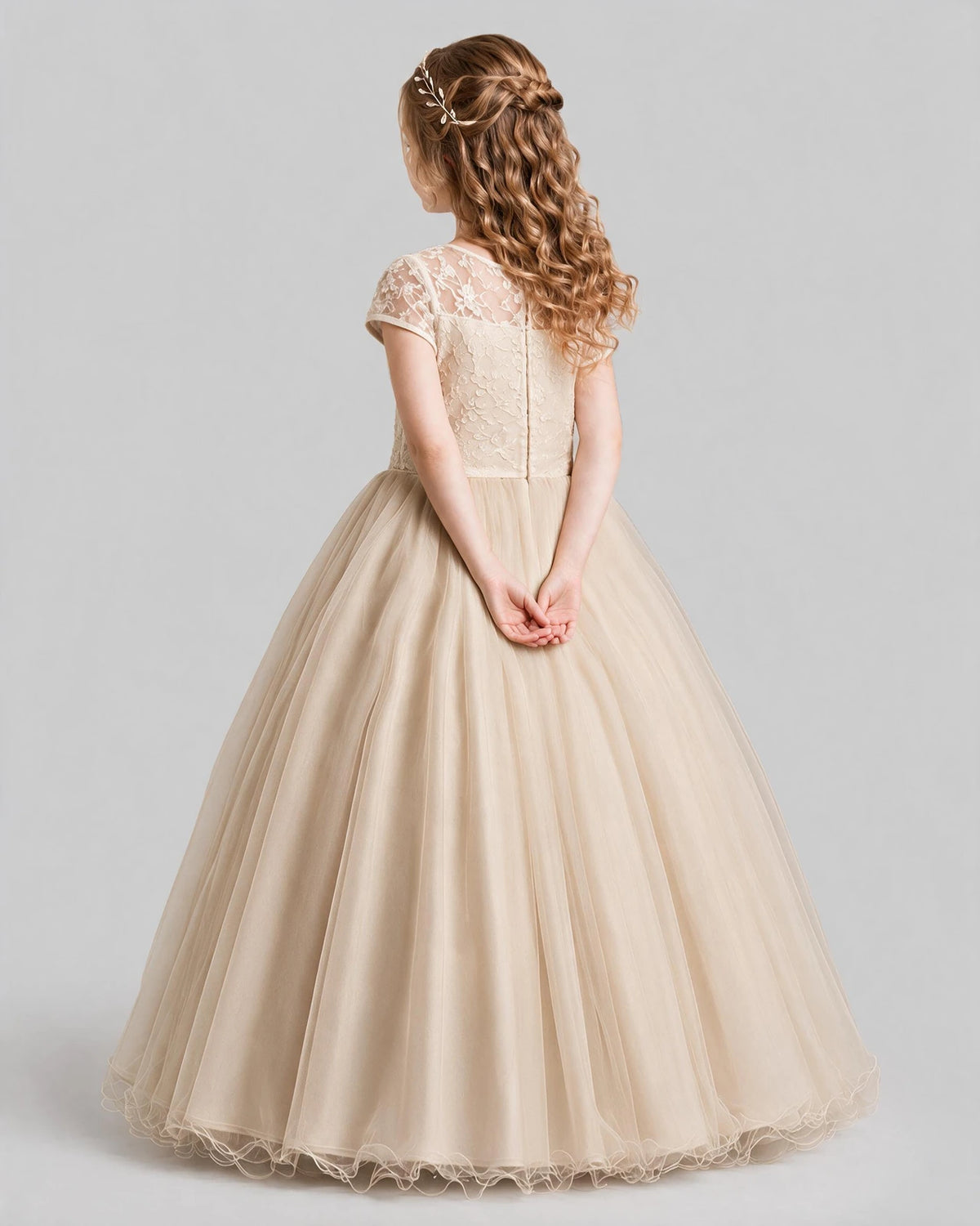 Champagne Ball Gown First Communion Dresses Back