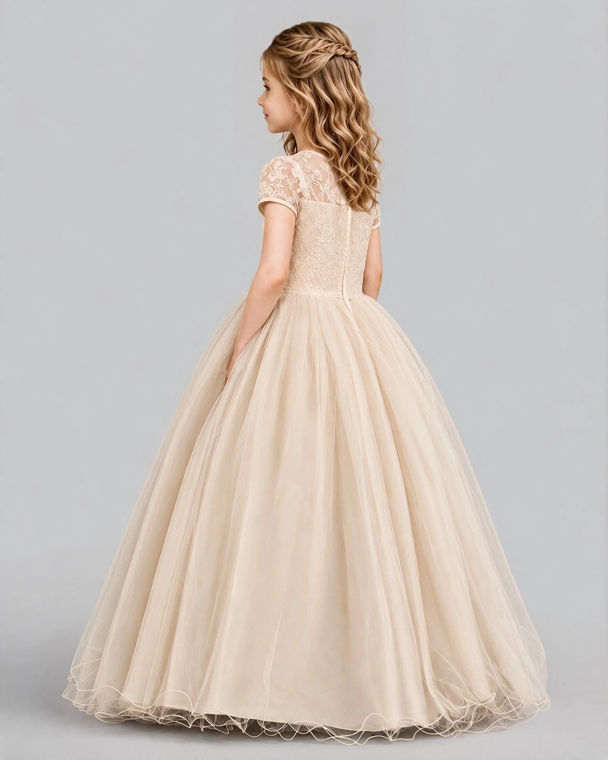 Champagne Ball Gown First Communion Dresses Pose