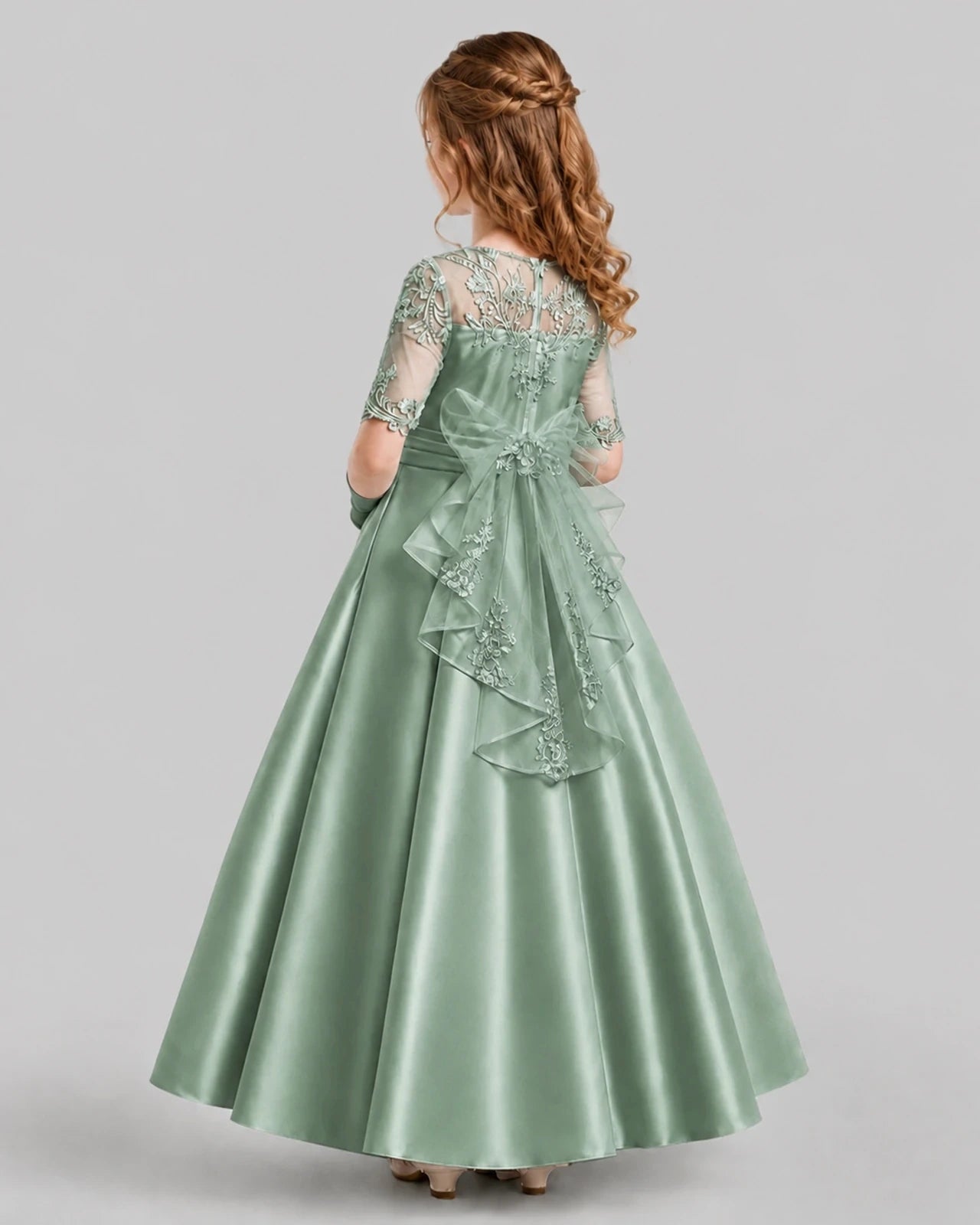 Eucalyptus A-line Junior Bridesmaid Dresses Front