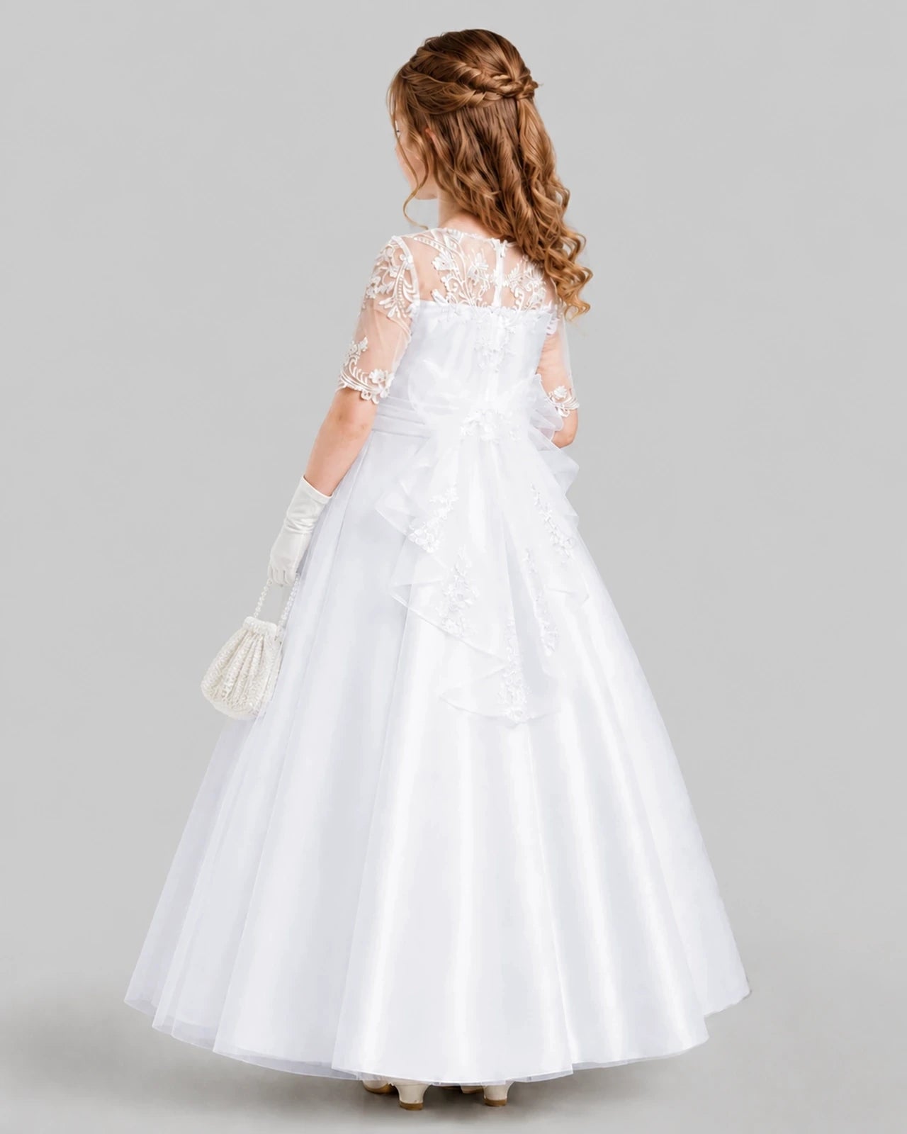White A-line Junior Bridesmaid Dresses Front
