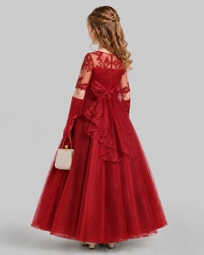Burgundy A-line Junior Bridesmaid Dresses Front