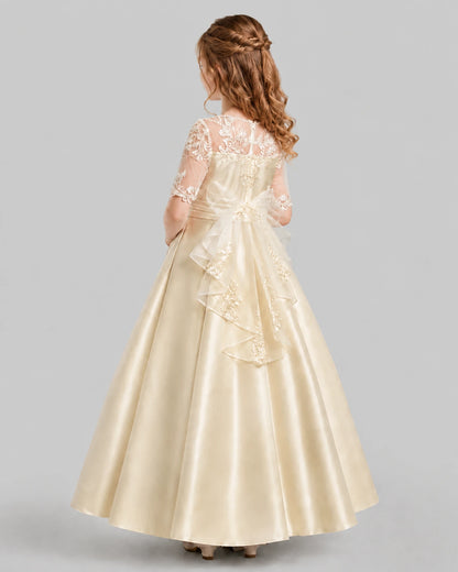 Champagne A-line Junior Bridesmaid Dresses Front