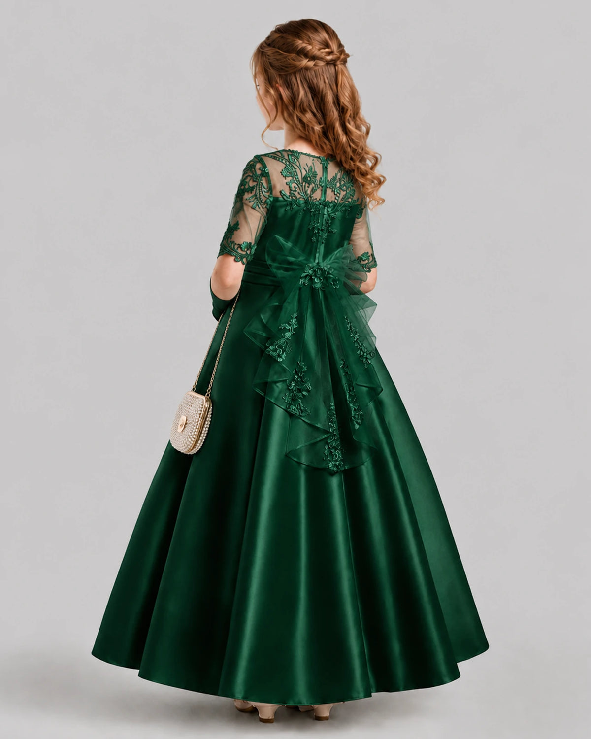 Dark Green A-line Junior Bridesmaid Dresses Front
