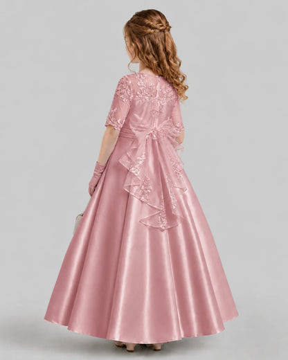 Blush Pink A-line Junior Bridesmaid Dresses Front