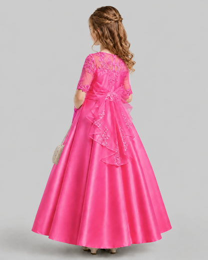 Hot Pink A-line Junior Bridesmaid Dresses Front