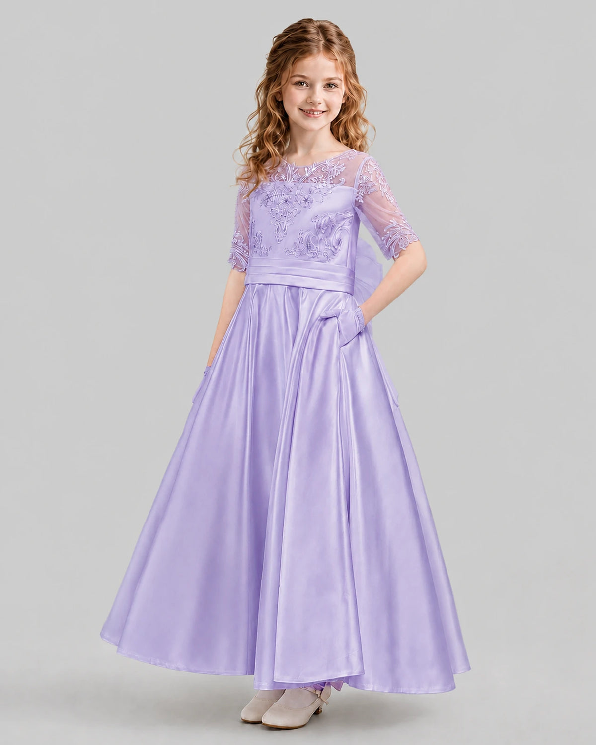 Lavender A-line Junior Bridesmaid Dresses Back