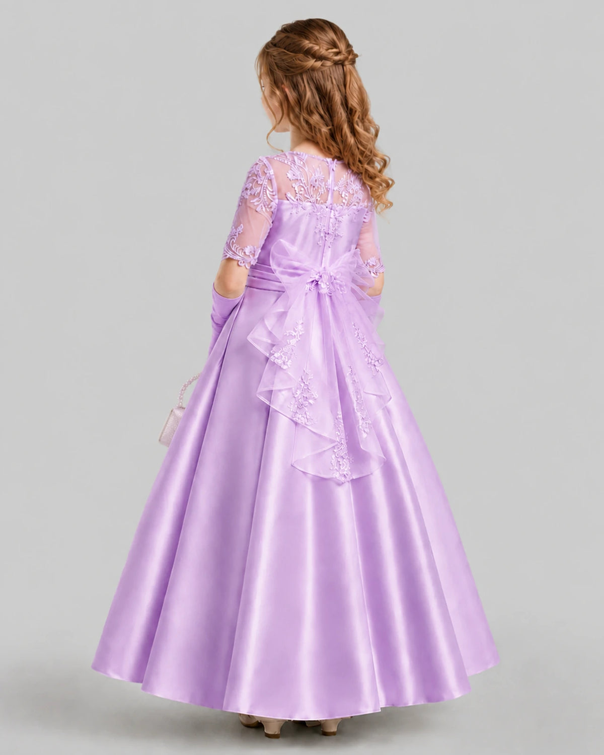 Lilac A-line Junior Bridesmaid Dresses Front