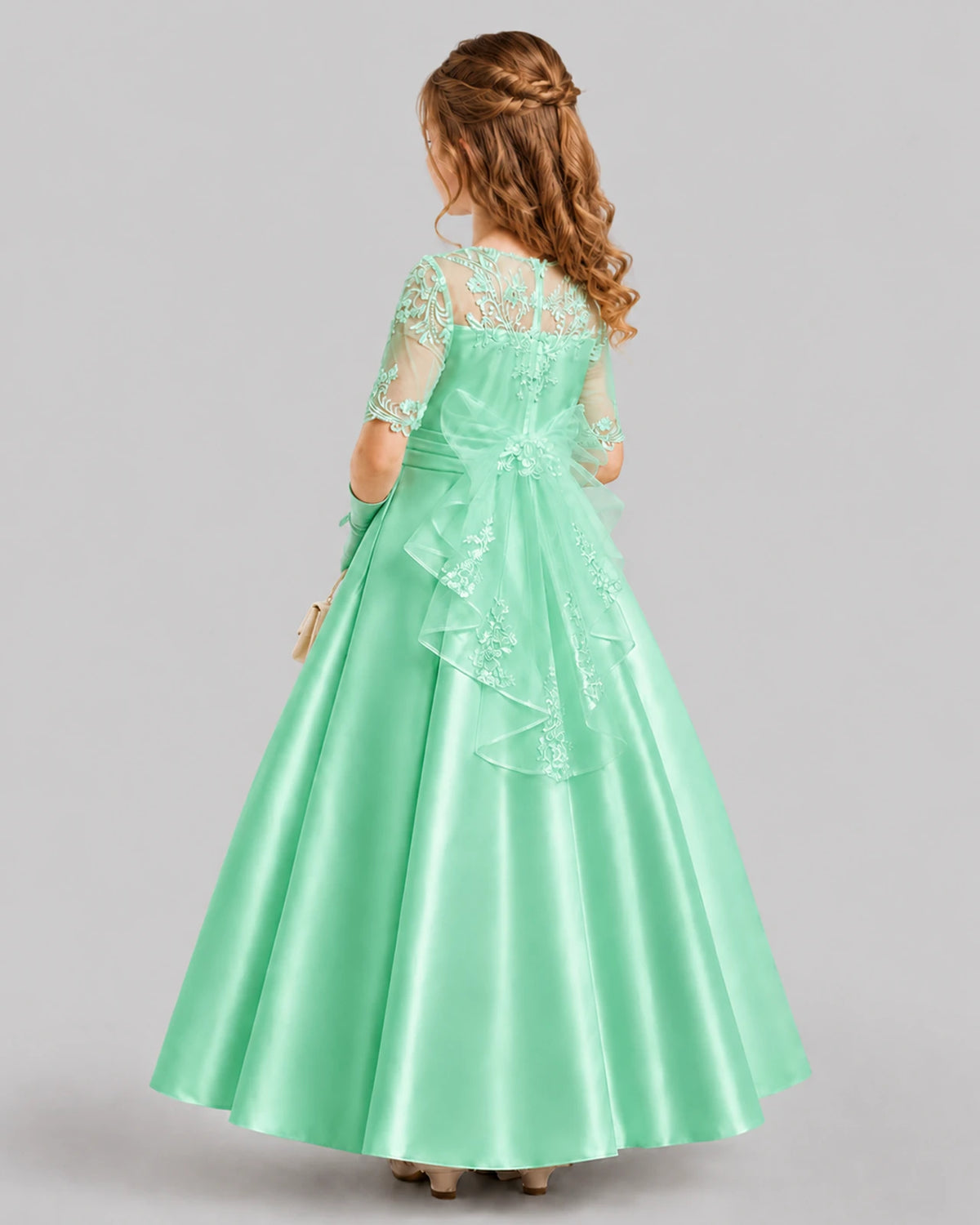 Mint Green A-line Junior Bridesmaid Dresses Front